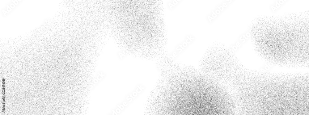 Fototapeta premium Texture of transparent, matte white and grey frosted glass, blur effect. Noise distress grain grit background. Rough gradient wall pattern modern effect. Gray dots forming abstract cloudy shapes on wh