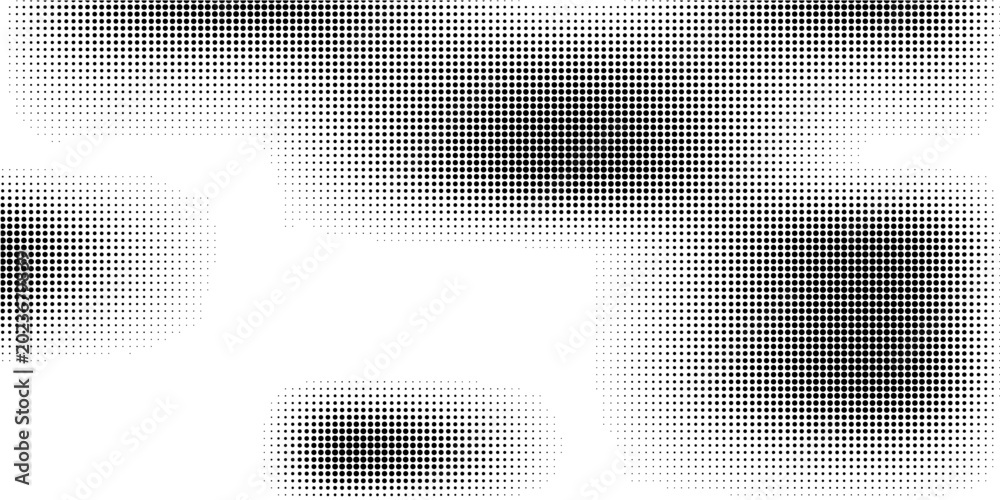 Fototapeta premium Abstract halftone black and white. The pattern of dots of ink gradient