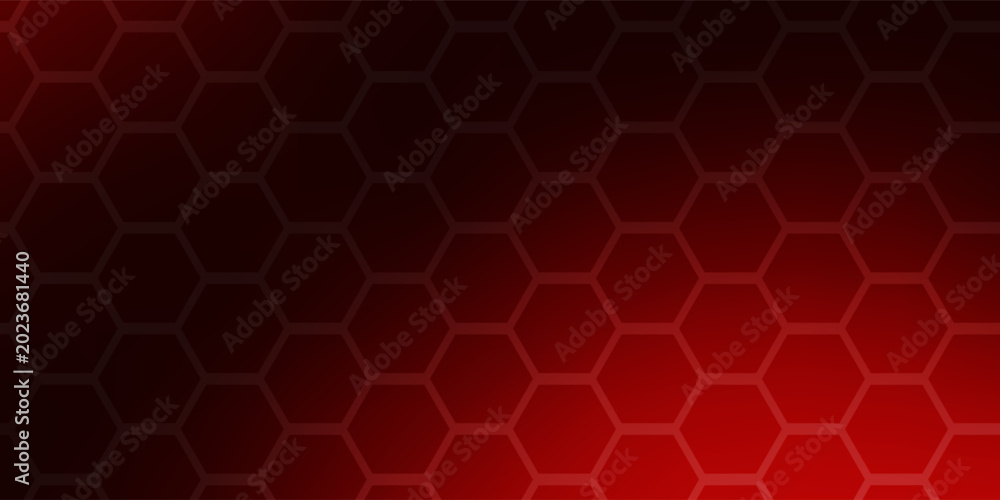 Fototapeta premium Abstract dark red and black hexagon background with geometric honeycomb pattern and gradient effect vector illustartion