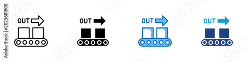 Tableau sur toile Product Output Multiple Style Icon Design Vector - Conveyor with outgoing packag