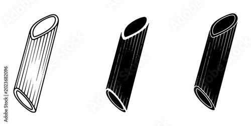 Bild auf Leinwand Penne Pasta Vector Icons, Italian Food Ingredients, Dry Pasta Shapes, Culinary E