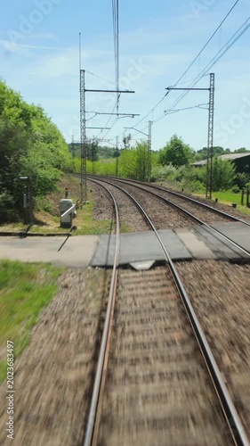 A level crossing as seen from the train vertical