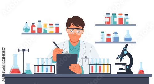 Scientist working in laboratory setting.