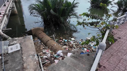 garbage on the banks of the Quang Truong River in Nha Trang