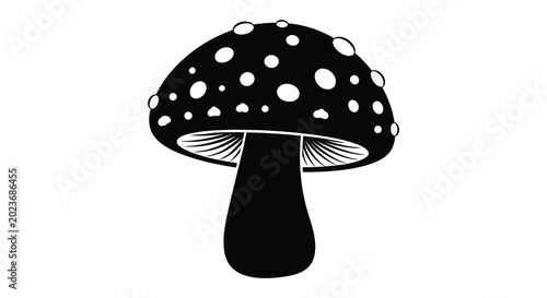 Photos Fly agaric mushroom illustration black and white silhouette