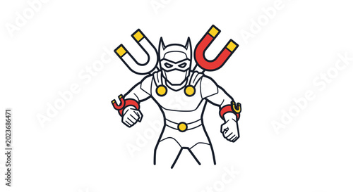 Obraz na płótnie Magnetic Superhero Character with U-Shaped Magnets