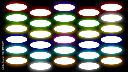 Colorful bokeh light circles on dark background, abstract glowing dots pattern