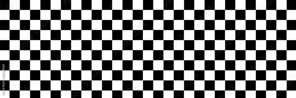 Fototapeta premium Race flags or checkerboard background. Chess game or rally sport car competition wallpaper. Tilted black and white squares pattern. Banner with checkered texture