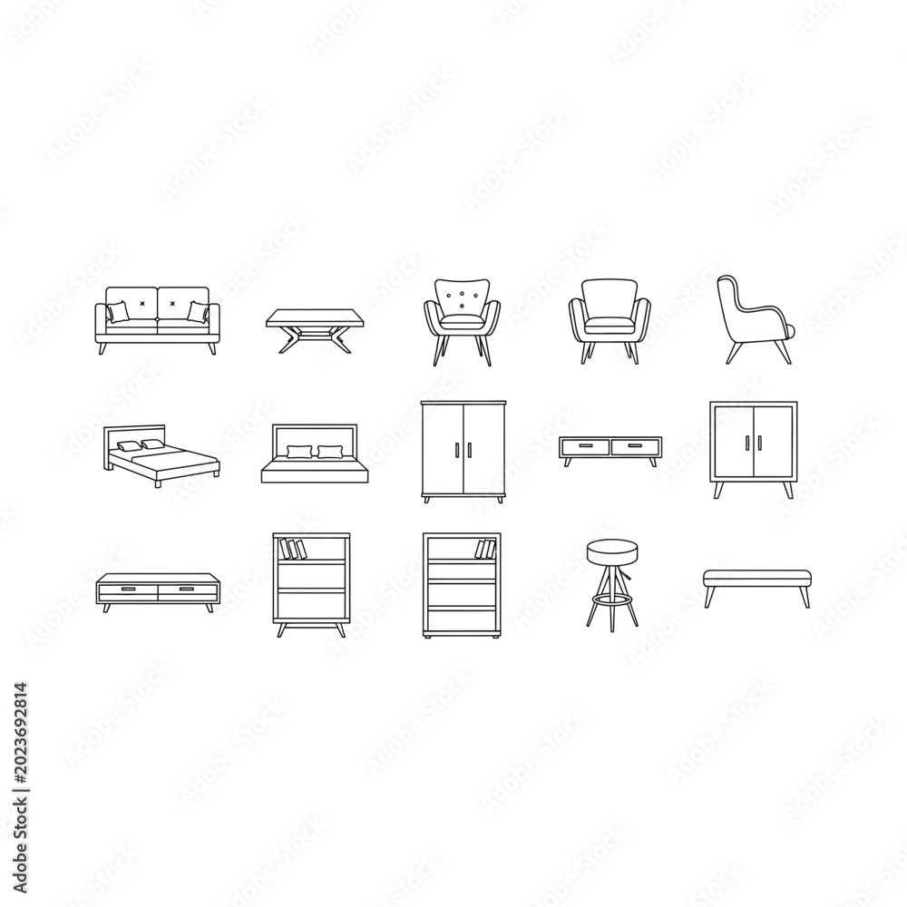 Fototapeta premium Furniture icons set