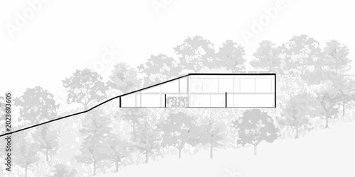 Foto modern house integrated into hillside landscape architectural rendering