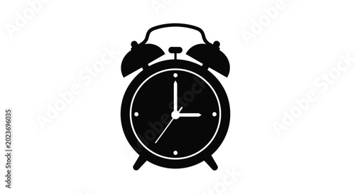 Tableau sur toile Alarm clock silhouette on a white background