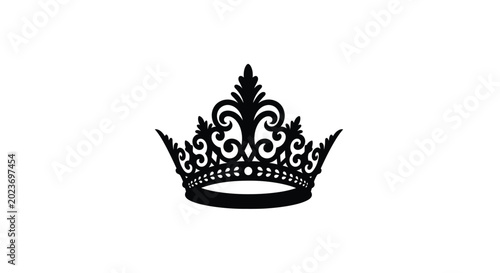 Bilde på lerret Intricate crown silhouette on a white background