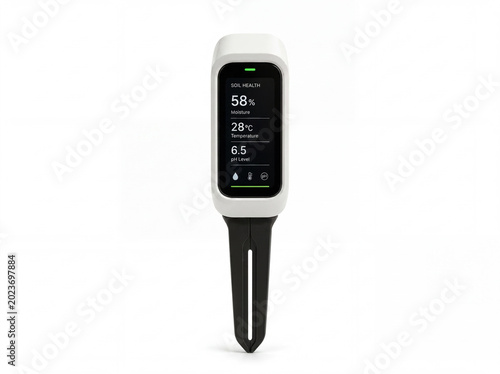 Smart Farming Soil Sensor with Digital Display Isolated on White Background