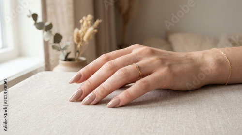 Woman's hand with manicured nails on a table perfect for National Nail Polish Day