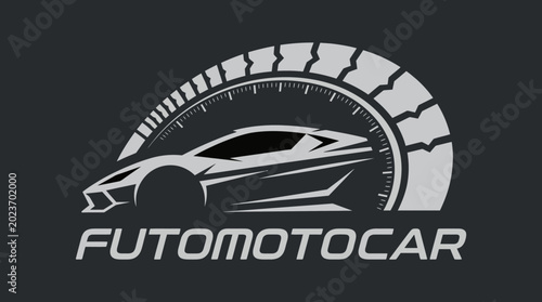 Futomotocar Sports Car Speedometer Logo Design.