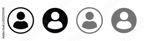 Group of user profile avatar icons in circular frame featuring solid black and grey styles isolated on transparent background for web interface design.
