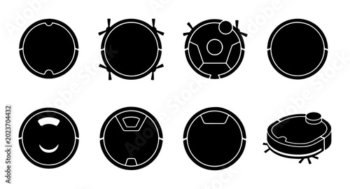 Quadro su tela Robot Vacuum Cleaner Icons Set, Automated Cleaning Devices Collection, Smart Hom