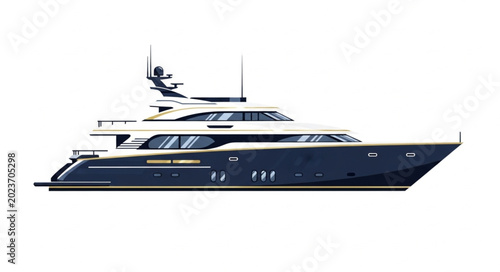 Photos Modern Luxury Yacht with Sleek Design and Multiple Decks.
