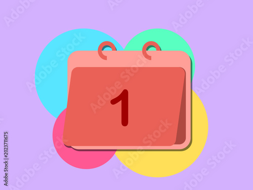 Minimalist date icon concept. Pink desk calendar with day 1 for schedule, planning, or new month events.
