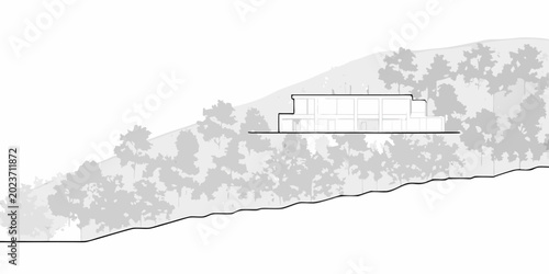 Bild auf Leinwand hillside building integration with landscape architecture