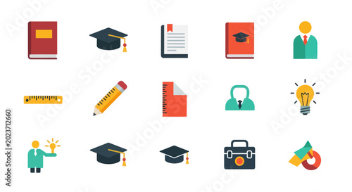 Education and learning icon set