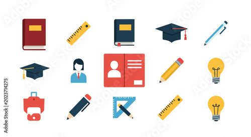 Education and learning icons set