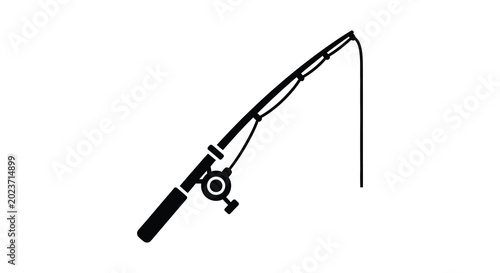 Foto Fishing rod silhouette black and white isolated design silhouette