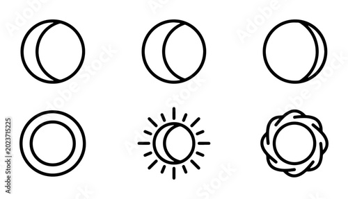 Photos Celestial Icons: Moon Phases, Sun, and Cosmic Cycles Vector Set