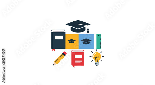 Education concepts books pencil lightbulb
