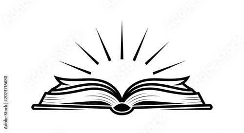 Open Book with Radiant Light Rays Icon