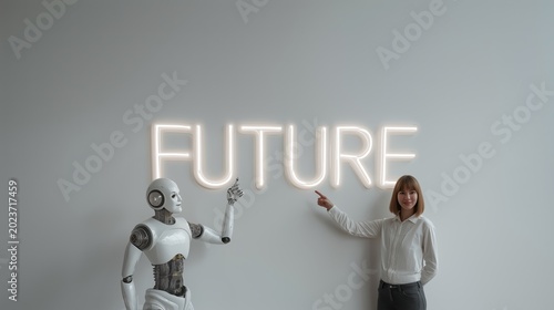 Future of work concept with artificial intelligence and human collaboration