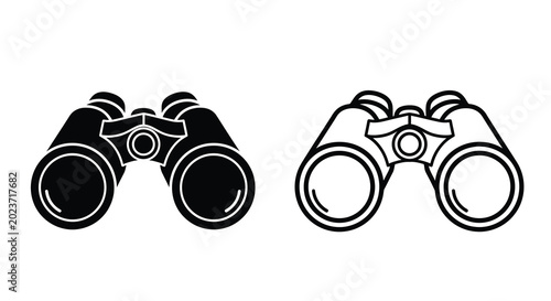 Binoculars silhouette black and white outline style