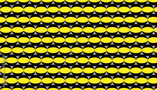 Seamless Yellow and Black Geometric Illusion Pattern