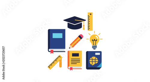 Education elements and learning icons