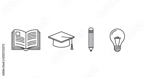 Education elements book cap pencil light