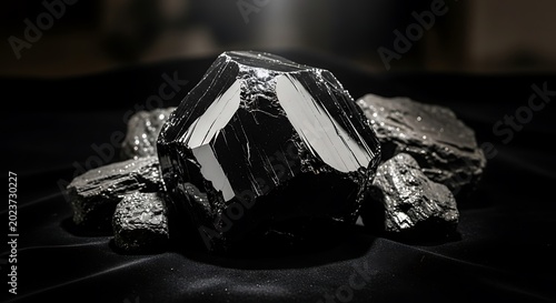 Large black diamond on dark background.