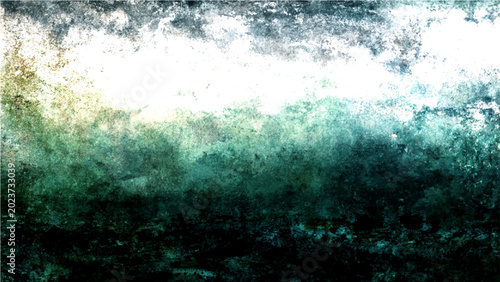 Slika na platnu Abstract textural representation blends oceanic blues and earthy greens, evoking a sense of depth and organic form, with a touch of weathered imperfection
