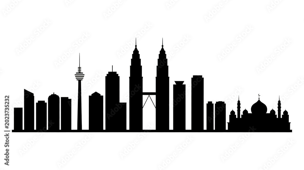 Obraz premium Kuala Lumpur cityscape at dusk with Petronas Twin Towers standing tall