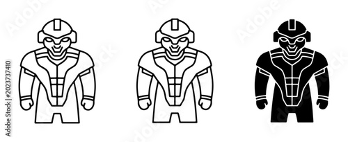 Foto Futuristic Warrior Icons, Sci-Fi Soldier Graphics, Cyberpunk Character Set, Mili