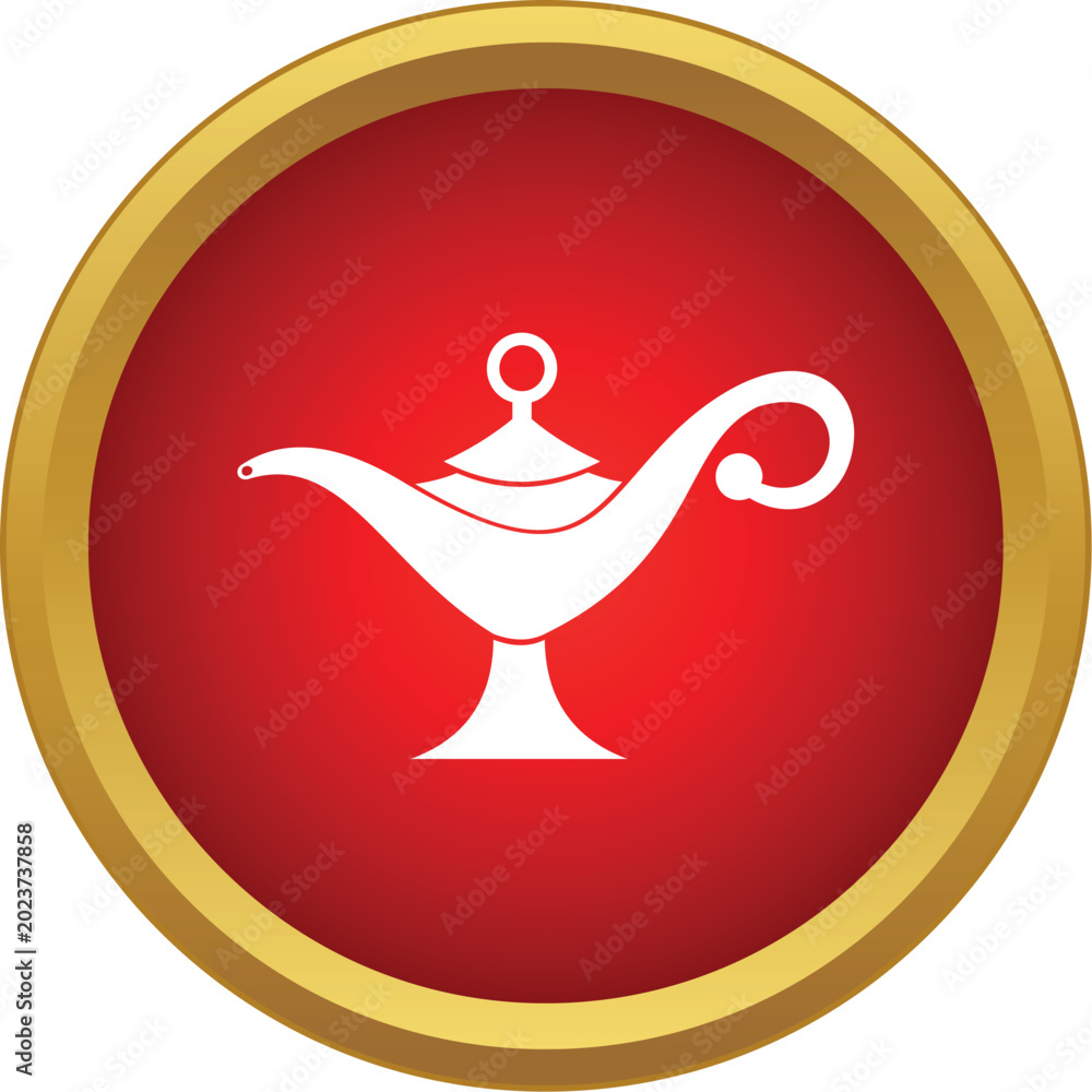 Obraz premium Genie lamp symbol inside red circle with golden border