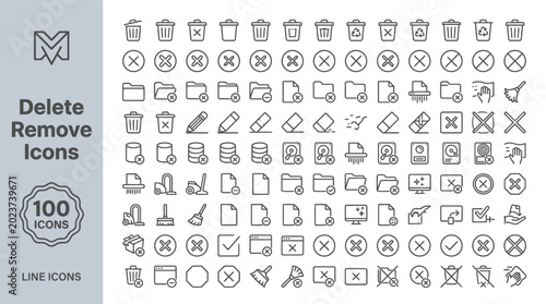 Foto Delete Remove Icon Set 100 Monoline Vector Line Icons for User Interface UI UX D