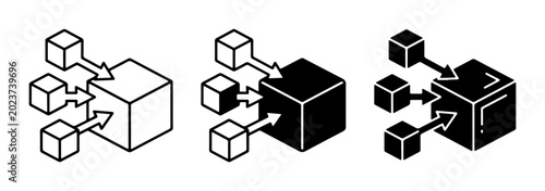 Obraz na plátně Abstract Cube Network Connection, Data Flow Icon Set, Modular System Concept, In