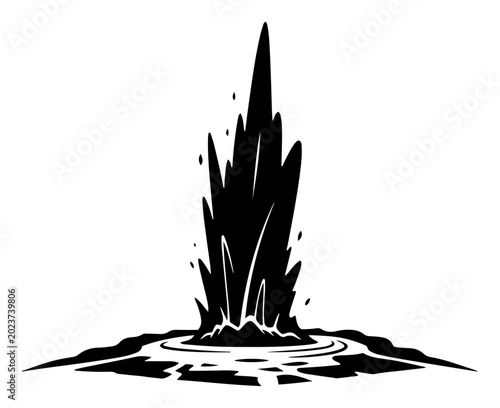 Obraz na płótnie Geyser erupting from ground in bold minimalist silhouette style
