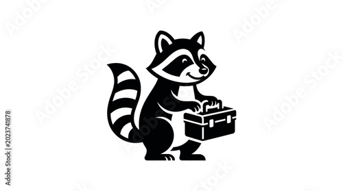 Valokuva Happy Raccoon Character Holding a Briefcase, Clever Raccoon Business Mascot, iso