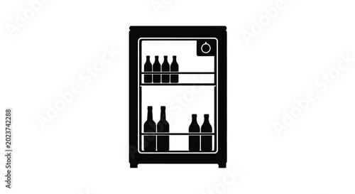 Beverage cooler silhouette with bottles on white background