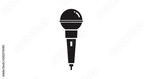 Tableau sur toile Microphone silhouette on a white background high quality