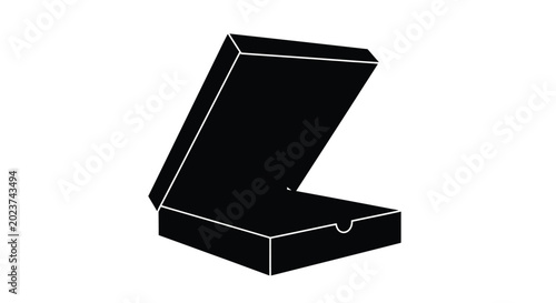 Open pizza box silhouette on white background