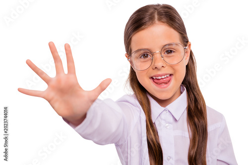 Fotografi Close-up portrait of her she nice attractive lovely winsome sweet smart intellec