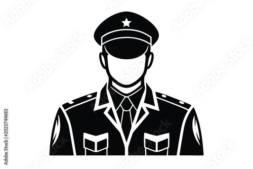 Obraz na plátně military serviceman silhouette line art vector illustration