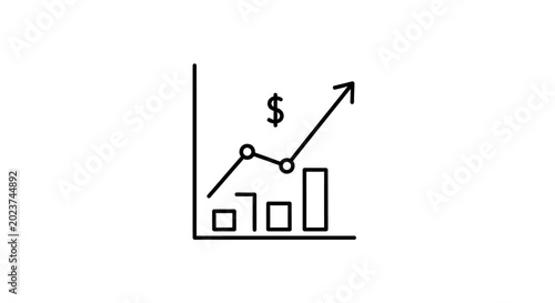 Financial Growth Chart Icon with Dollar Sign and Upward Arrow